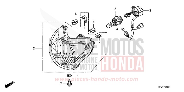 HEADLIGHT for NHX 110 PEARL VALUABLE BLUE (B181) from 2008